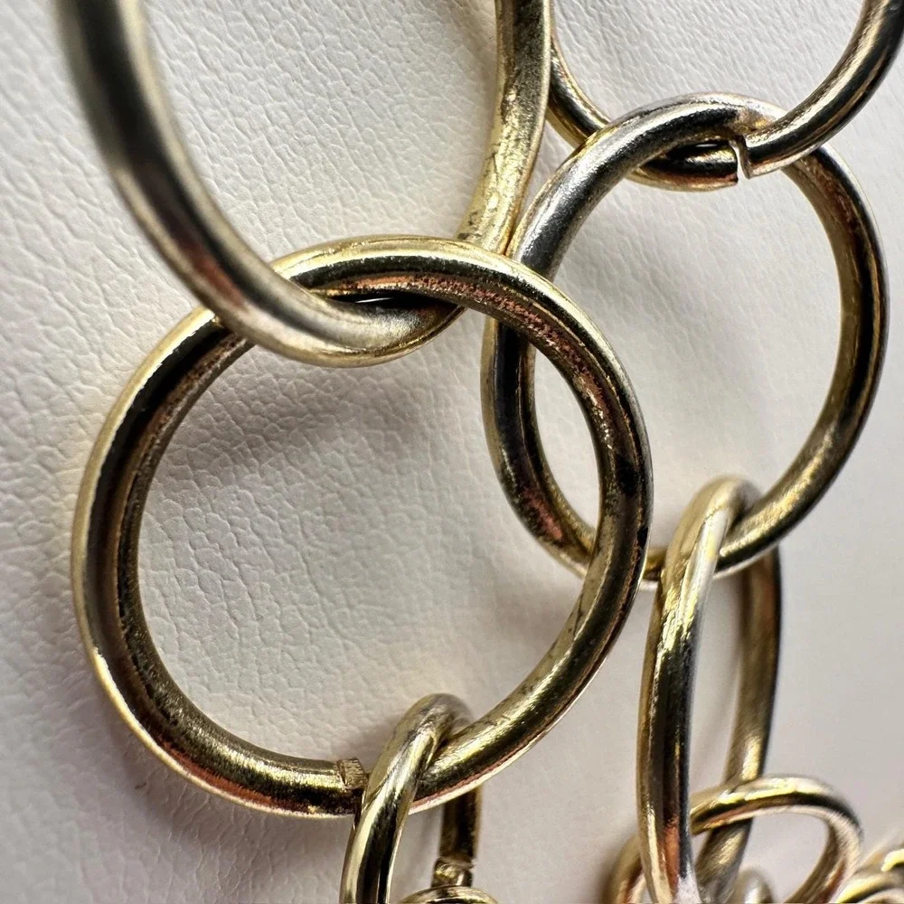 Vintage‎ 90s Jewelry Multi Layer Circle Link Statement Necklace Gold Tone Chain